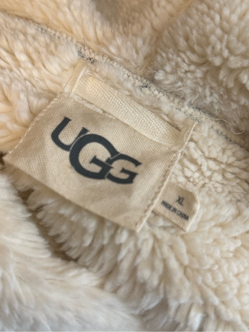 UGG Portola Cream Sherpa Hoodie Robe Size XL Soft Ivory Fleece - Picture 11 of 15